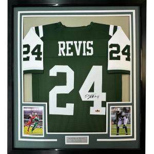 imageFramed Facsimile Autographed Darrelle Revis 35x39 New York Green Reprint Laser Auto Football Jersey