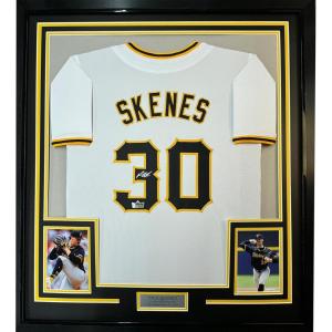 imageFramed Facsimile Autographed Paul Skenes 35x39 Pittsburgh White Reprint Laser Auto Baseball Jersey