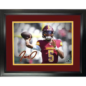 imageFramed Jayden Daniels Facsimile Laser Engraved Signature Auto Washington Commanders 11quotx14quotFootball Photo HOFSM Holo