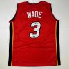 imageFacsimile Autographed Dwyane Wade Miami Red Reprint Laser Auto Basketball Jersey Size Mens XL