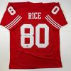 imageFacsimile Autographed Jerry Rice San Francisco Red Reprint Laser Auto Football Jersey Size Mens XL