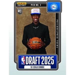 image2025 Panini Instant NBA VJ Edgecombe 3 Draft Night Philadelphia 76ers Rookie RC Basketball Card