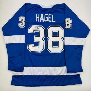 imageAutographedSigned Brandon Hagel Tampa Bay Blue Hockey Jersey JSA COA