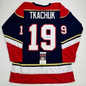 imageAutographedSigned Matthew Tkachuk Florida Blue Hockey Jersey JSA COA