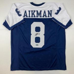 imageFacsimile Autographed Troy Aikman Dallas Thanksgiving Day Reprint Laser Auto Football Jersey Size Mens XL