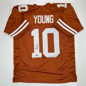imageFacsimile Autographed Vince Young Texas Orange Reprint Laser Auto College Football Jersey Size Mens XL