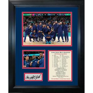 imageFramed 2024 United States USA Basketball Gold Medal Stephen Curry LeBron James Kevin Durant Facsimile Laser Engraved Signature Auto Basketball 11quotx14quot Photo Sig Collage