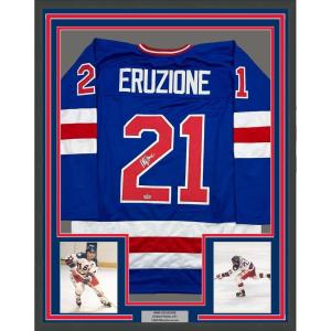 imageFramed Facsimile Autographed Mike Eruzione 35x39 United States USA Blue 1980 Miracle on Ice Reprint Laser Auto Hockey Jersey