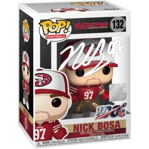 imageNick Bosa 132 Facsimile Signed Reprint Laser Autographed Funko POP Legends San Francisco 49ers Figurine with Protector Case