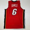imageFacsimile Autographed LeBron James Miami Red Reprint Laser Auto Basketball Jersey Size Mens XL