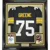 imageFramed AutographedSigned Mean Joe GreenequotHOF 87quot 33x42 Pittsburgh Steelers Black Football Jersey JSA COA