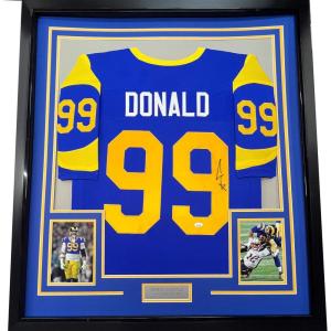 imageFramed AutographedSigned Aaron Donald 33x42 Los Angeles LA Retro Football Jersey JSA COA