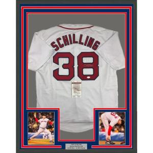 imageFramed AutographedSigned Curt Schilling 33x42 Boston White Baseball Jersey JSA COA