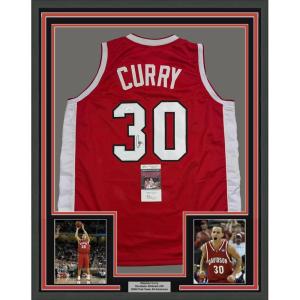 imageFramed AutographedSigned Stephen Steph Curry 35x39 Davidson Wildcats Red College Basketball Jersey JSA COA