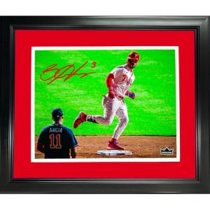 imageFramed Bryce Harper 2023 NLDS Home Run Orlando Arcia Stare Down Philadelphia Phillies Facsimile Laser Engraved Signature Auto 11quotx14quot Baseball Photo HOFSM Holo