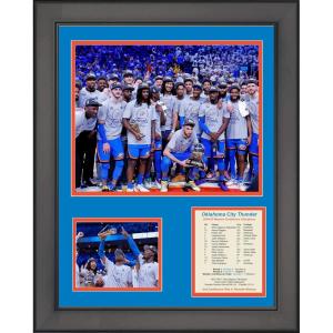 imageFramed Oklahoma City Thunder 20242025 Western Conference Finals Champions 11quotx14quot Three Photo Collage