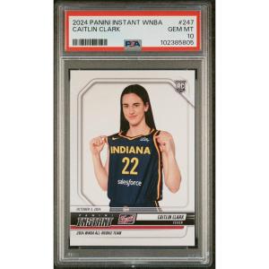 imageGraded 2024 Panini Instant WNBA Caitlin Clark 247 Rookie RC Basketball Card PSA 10 Gem Mint
