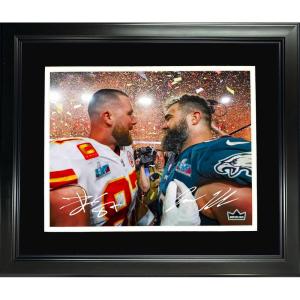 imageFramed Jason Kelce Travis Kelce Super Bowl LVII Dual Facsimile Laser Engraved Signature Auto 11x14 Football Photo HOFSM Holo