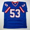 imageAutographedSigned Harry Carson New York Blue Football Jersey Beckett BAS COA