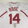 imageAutographedSigned Pete Rose Cincinnati White Baseball Jersey JSA COA