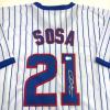 imageAutographedSigned Sammy Sosa Chicago Pinstripe Baseball Jersey Beckett BAS COA
