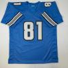 imageFacsimile Autographed Calvin Johnson Detroit Blue Reprint Laser Auto Football Jersey Size Mens XL