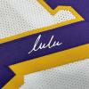 imageFacsimile Autographed Luka Doncic Los Angeles LA White Reprint Laser Auto Basketball Jersey Size Mens XL