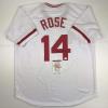 imageAutographedSigned Pete Rose Cincinnati White Baseball Jersey JSA COA