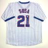 imageAutographedSigned Sammy Sosa Chicago Pinstripe Baseball Jersey Beckett BAS COA