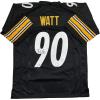 imageAutographedSigned TJ TJ Watt Pittsburgh Black Football Jersey Beckett BAS COA