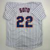 imageFacsimile Autographed Juan Soto New York Pinstripe Reprint Laser Auto Baseball Jersey Size Mens XL