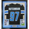 imageFramed AutographedSigned Aidan Hutchinson 35x39 Detroit Black Football Jersey Beckett BAS COA
