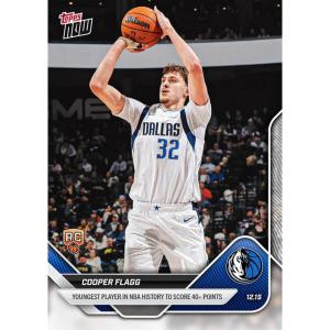 image2025 Topps Now Cooper Flagg 86 Youngest Player in NBA History to Score 40 Points Dallas Mavericks Rookie RC Basketball Card