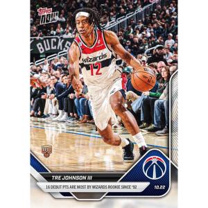image2025 Topps Now Tre Johnson 14 16 Debut Points Are Most By Wizards Rookie Since 1992 Washington Wizards Rookie RC Basketball Card