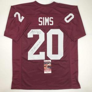 imageAutographedSigned Billy Sims 78 Heisman Oklahoma Maroon College Football Jersey JSA COA