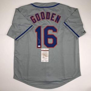 imageAutographedSigned Dwight Doc Gooden New York Grey Baseball Jersey JSA COA