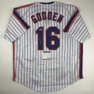 imageAutographedSigned Dwight Doc Gooden New York Pinstripe Baseball Jersey PSADNA COA