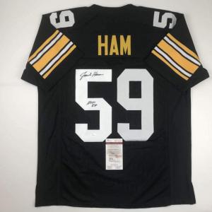 imageAutographedSigned Jack Ham HOF 88 Pittsburgh Black Football Jersey JSA COA