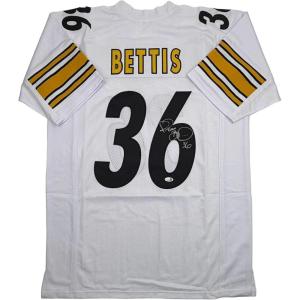 imageAutographedSigned Jerome Bettis Pittsburgh White Football Jersey JSA COA