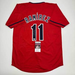 imageAutographedSigned Jose Ramirez Cleveland Red Baseball Jersey JSA COA