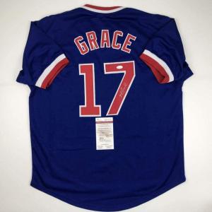 imageAutographedSigned Mark Grace Chicago Blue Baseball Jersey JSA COA