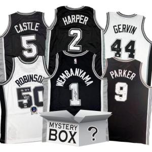 imageAutographedSigned San Antonio Basketball Jersey Mystery Box with PSA JSA or Beckett COA