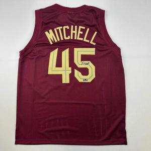 imageFacsimile Autographed Donovan Mitchell Cleveland Red Reprint Laser Auto Basketball Jersey Size Mens XL