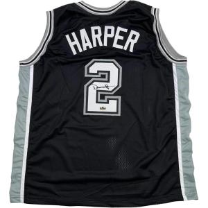 imageFacsimile Autographed Dylan Harper San Antonio Black Reprint Laser Auto Basketball Jersey Size Mens XL