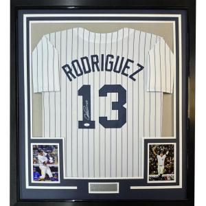 imageFramed AutographedSigned Alex Rodriguez 35x39 New York Pinstripe Baseball Jersey JSA COA