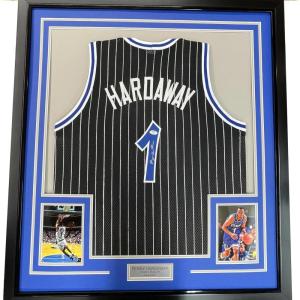 imageFramed AutographedSigned Anfernee Penny Hardaway 35x39 Orlando Black Pinstripe Basketball Jersey PSADNA COA