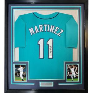 imageFramed AutographedSigned Edgar Martinez 35x39 Seattle Teal Baseball Jersey JSA COA