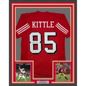 imageFramed AutographedSigned George Kittle 35x39 San Francisco Red Alternate Football Jersey Beckett BAS COA