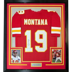 imageFramed AutographedSigned Joe Montana 33x42 Kansas City Red Football Jersey JSA COA