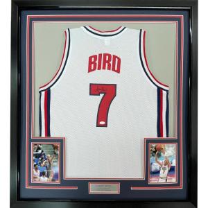 imageFramed AutographedSigned Larry Bird 35x39 United States USA White 1992 Dream Team Basketball Jersey JSA COA